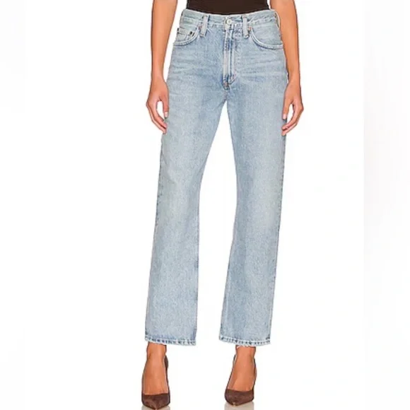 Agolde Light Blue Straight Leg Jeans - Picture 2 of 12